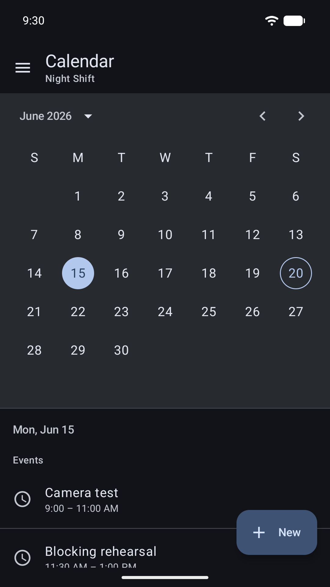 Masterbook production calendar on Android